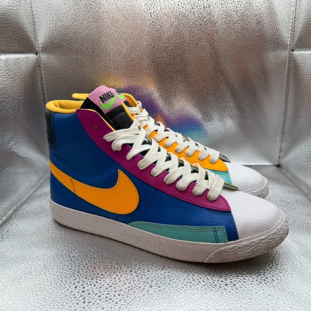 Size 7Y Nike Blazer Mid GS Aurora Purple Orange Boys Lace Up Snaekers CZ9441-400